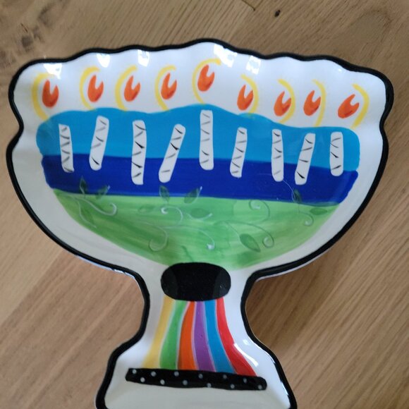 Three Chanukah - Hanukkah ceramic serving plates - never used - Picture 2 of 4